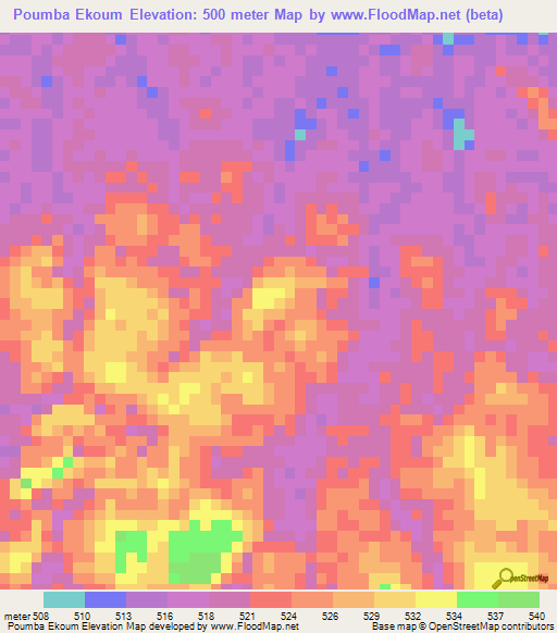 Poumba Ekoum,Congo (Brazzaville) Elevation Map