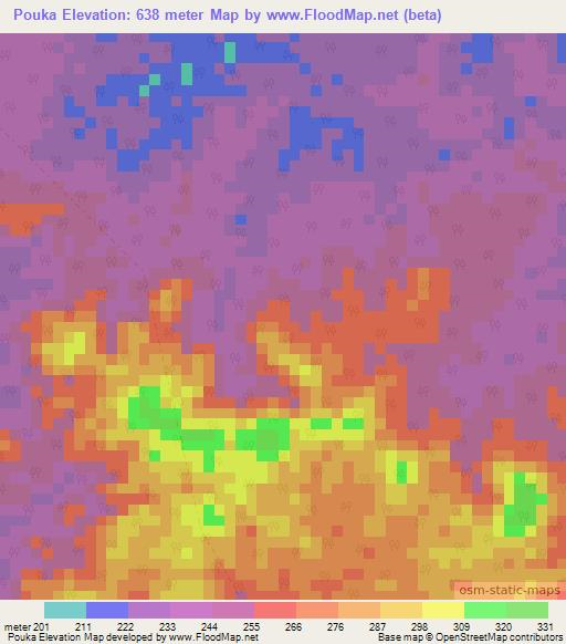 Pouka,Congo (Brazzaville) Elevation Map