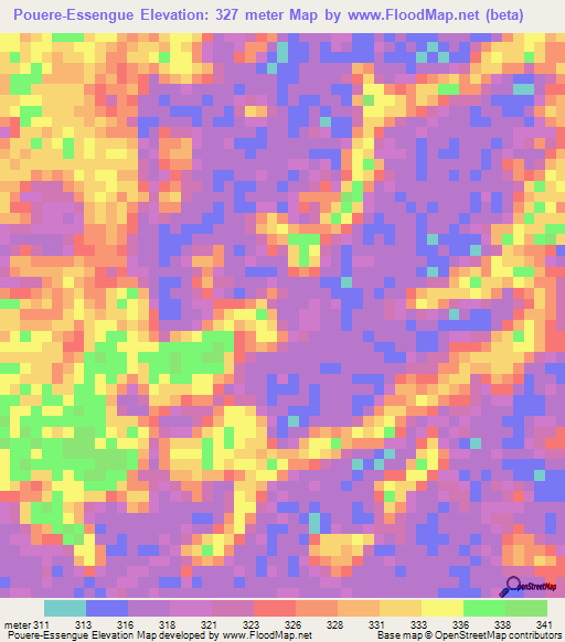 Pouere-Essengue,Congo (Brazzaville) Elevation Map