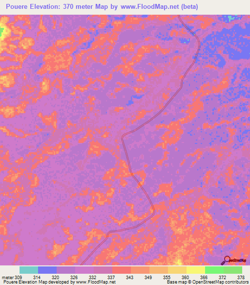Pouere,Congo (Brazzaville) Elevation Map