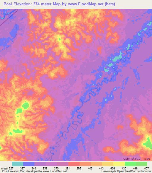 Posi,Congo (Brazzaville) Elevation Map