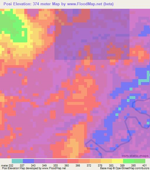 Posi,Congo (Brazzaville) Elevation Map