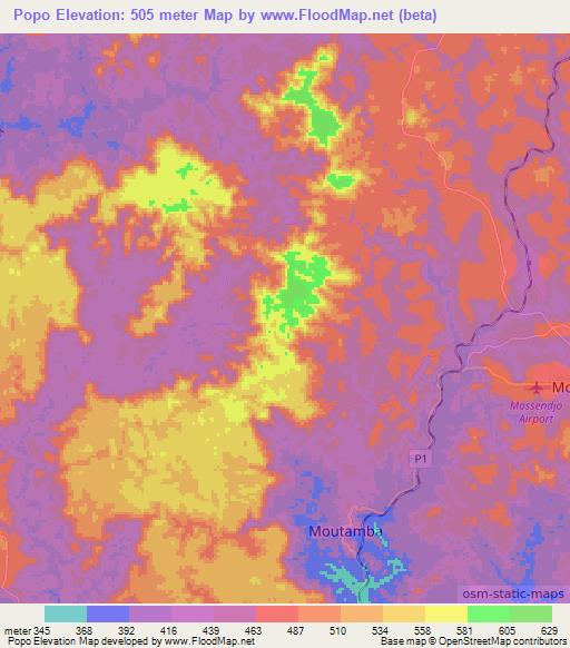 Popo,Congo (Brazzaville) Elevation Map