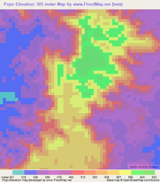 Popo,Congo (Brazzaville) Elevation Map