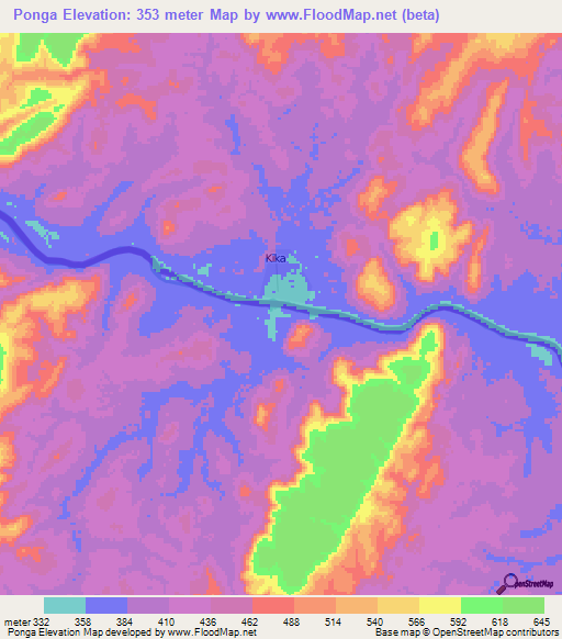 Ponga,Congo (Brazzaville) Elevation Map