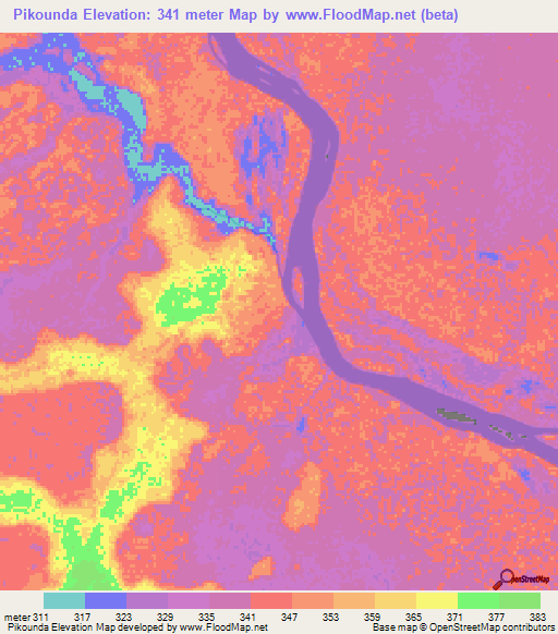 Pikounda,Congo (Brazzaville) Elevation Map