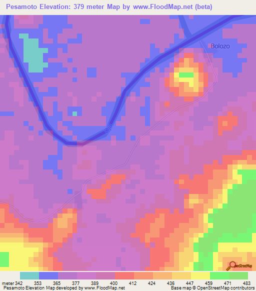 Pesamoto,Congo (Brazzaville) Elevation Map