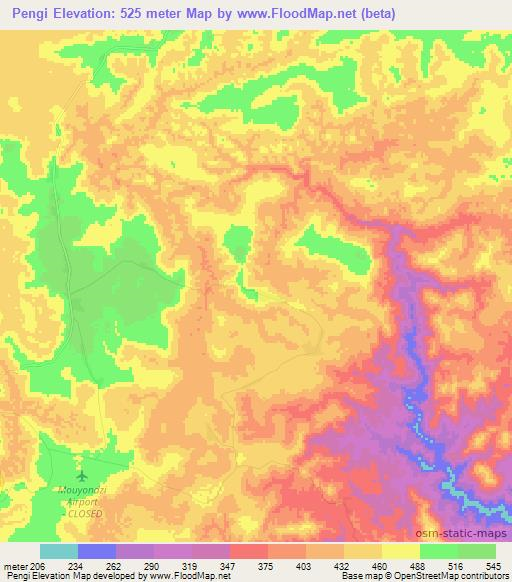 Pengi,Congo (Brazzaville) Elevation Map