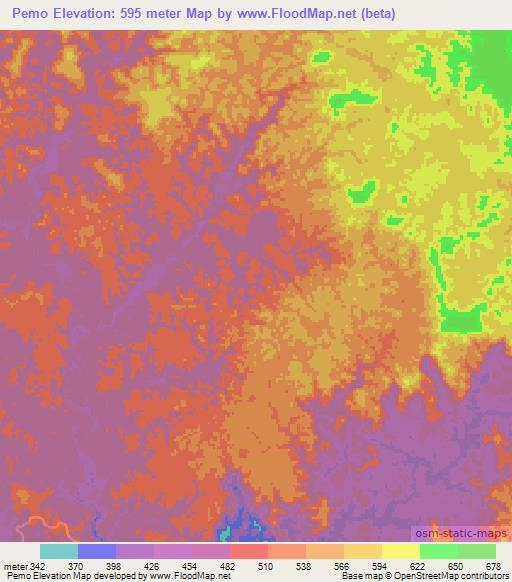 Pemo,Congo (Brazzaville) Elevation Map
