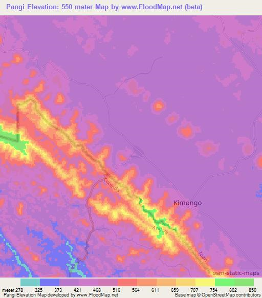 Pangi,Congo (Brazzaville) Elevation Map