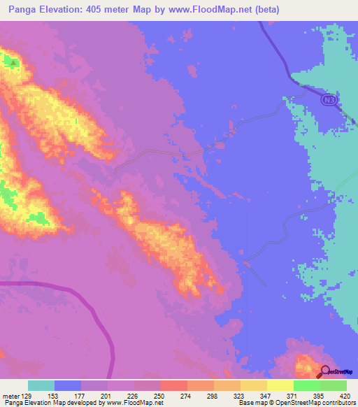 Panga,Congo (Brazzaville) Elevation Map