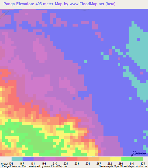 Panga,Congo (Brazzaville) Elevation Map