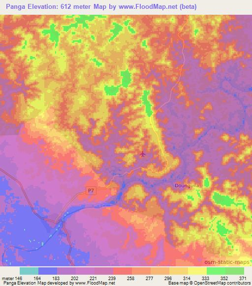 Panga,Congo (Brazzaville) Elevation Map