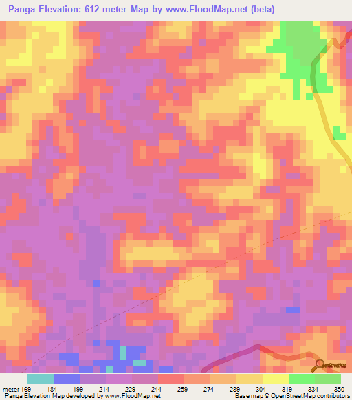 Panga,Congo (Brazzaville) Elevation Map