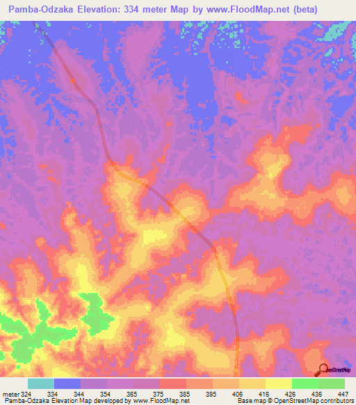 Pamba-Odzaka,Congo (Brazzaville) Elevation Map