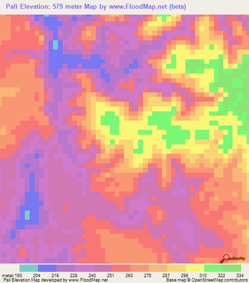 Pali,Congo (Brazzaville) Elevation Map
