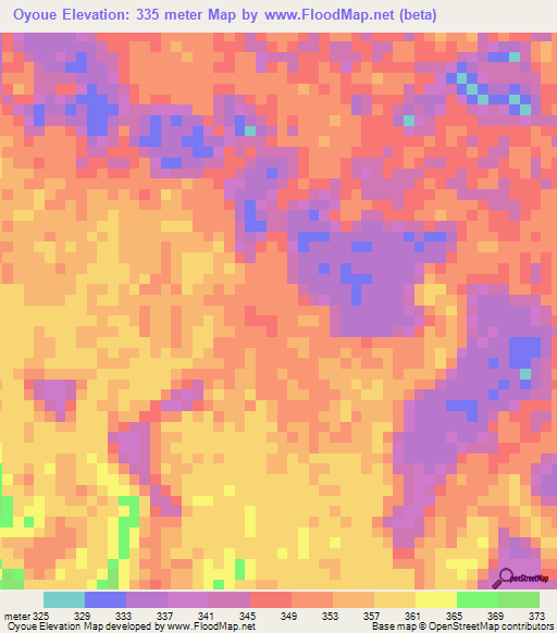 Oyoue,Congo (Brazzaville) Elevation Map