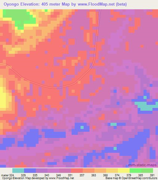 Oyongo,Congo (Brazzaville) Elevation Map