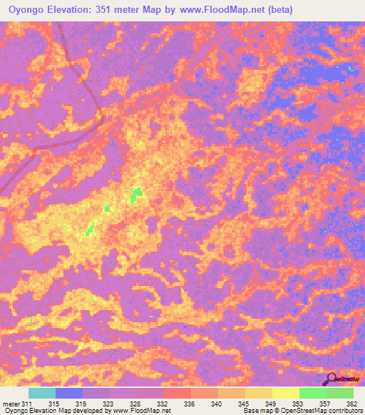 Oyongo,Congo (Brazzaville) Elevation Map