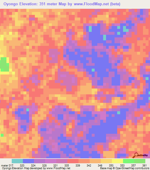 Oyongo,Congo (Brazzaville) Elevation Map