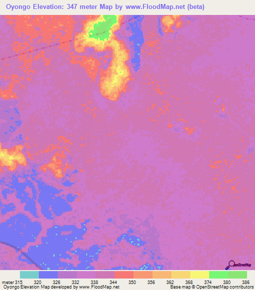 Oyongo,Congo (Brazzaville) Elevation Map