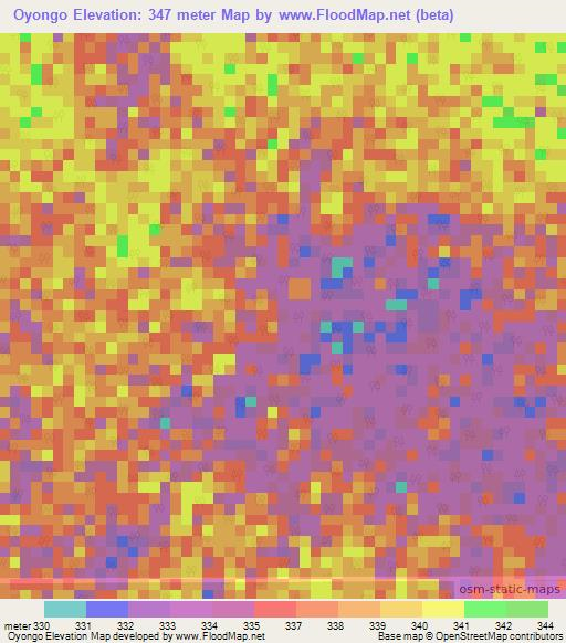 Oyongo,Congo (Brazzaville) Elevation Map