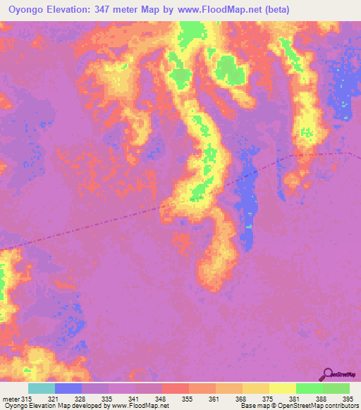 Oyongo,Congo (Brazzaville) Elevation Map