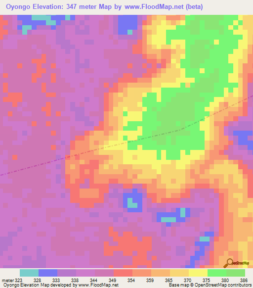 Oyongo,Congo (Brazzaville) Elevation Map