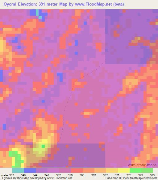 Oyomi,Congo (Brazzaville) Elevation Map