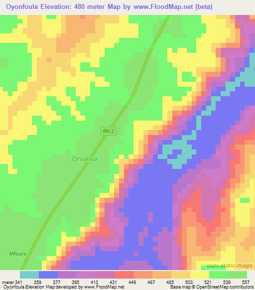 Oyonfoula,Congo (Brazzaville) Elevation Map