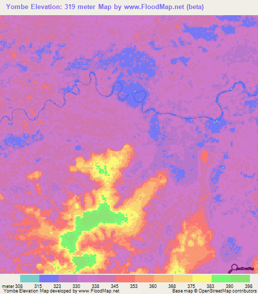 Yombe,Congo (Brazzaville) Elevation Map
