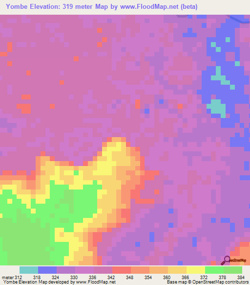 Yombe,Congo (Brazzaville) Elevation Map