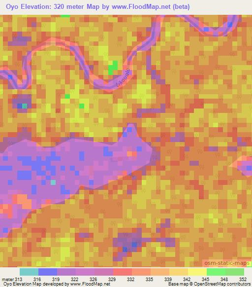 Oyo,Congo (Brazzaville) Elevation Map