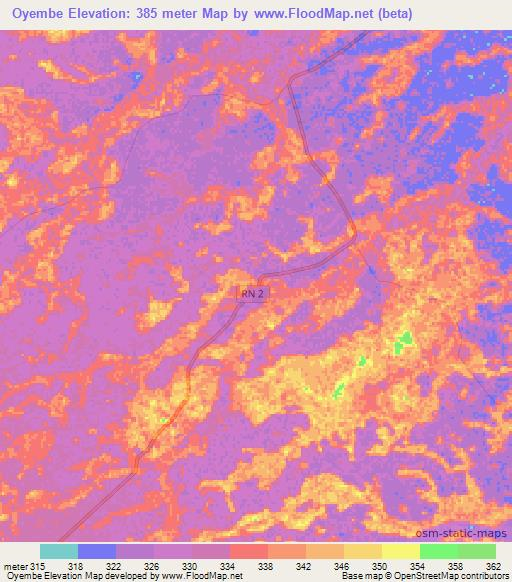 Oyembe,Congo (Brazzaville) Elevation Map