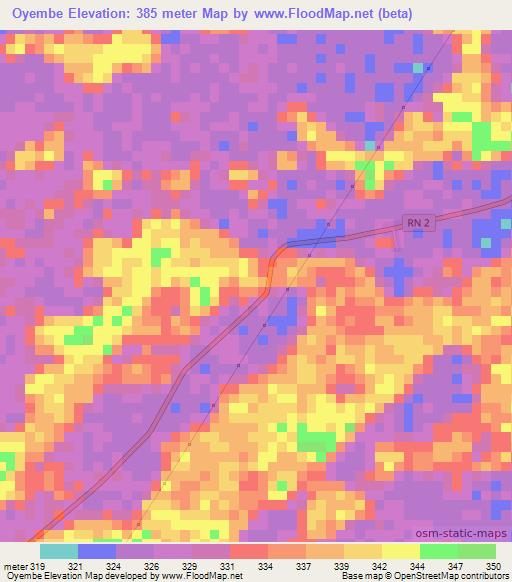Oyembe,Congo (Brazzaville) Elevation Map