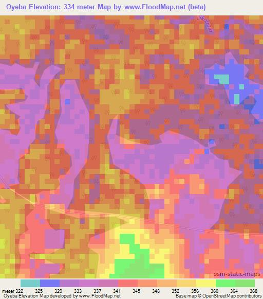 Oyeba,Congo (Brazzaville) Elevation Map
