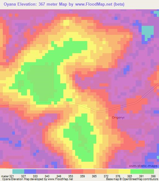 Oyana,Congo (Brazzaville) Elevation Map
