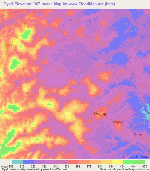 Oyali,Congo (Brazzaville) Elevation Map