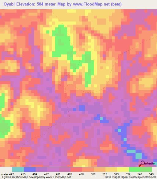 Oyabi,Congo (Brazzaville) Elevation Map