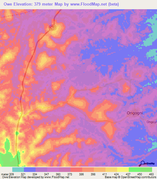 Owe,Congo (Brazzaville) Elevation Map