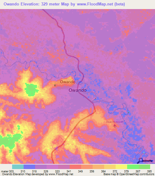 Owando,Congo (Brazzaville) Elevation Map
