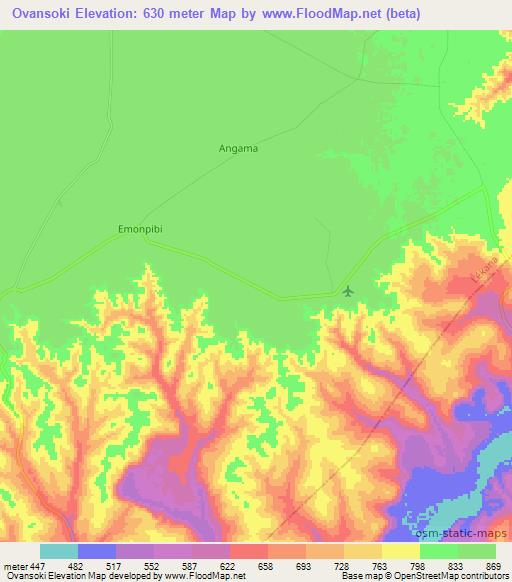 Ovansoki,Congo (Brazzaville) Elevation Map