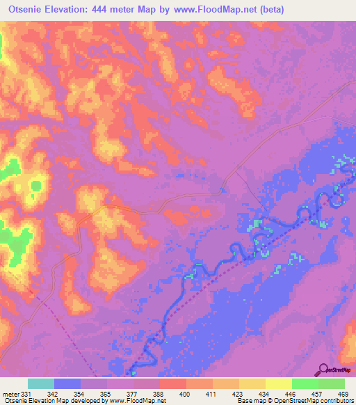 Otsenie,Congo (Brazzaville) Elevation Map