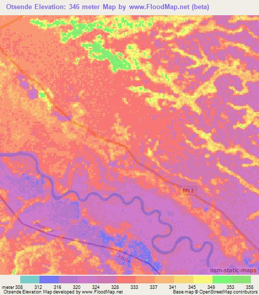 Otsende,Congo (Brazzaville) Elevation Map