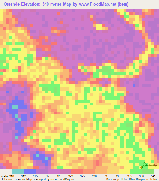Otsende,Congo (Brazzaville) Elevation Map