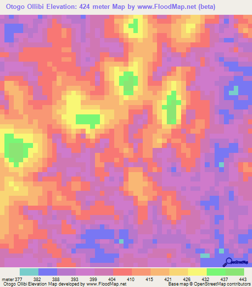 Otogo Ollibi,Congo (Brazzaville) Elevation Map