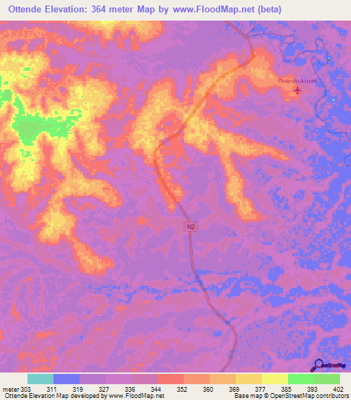 Ottende,Congo (Brazzaville) Elevation Map