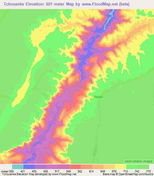 Tchouanke,Congo (Brazzaville) Elevation Map