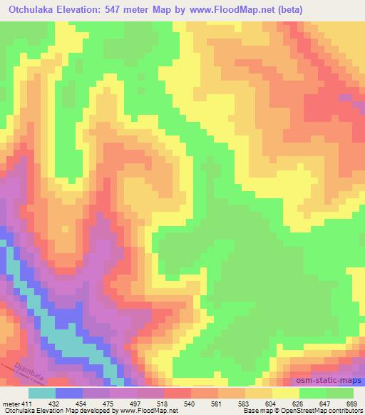Otchulaka,Congo (Brazzaville) Elevation Map