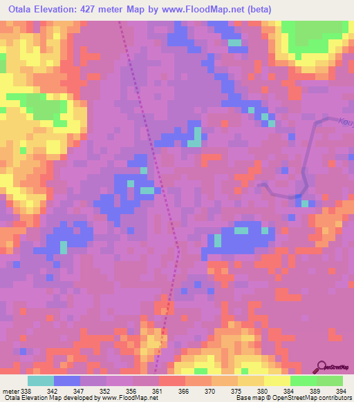 Otala,Congo (Brazzaville) Elevation Map